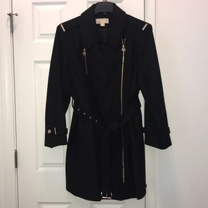 MK size2x Belted Asymmetrical Zip Wool Blend Coat